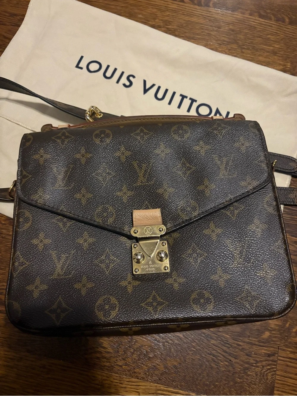 Louis Vuitton Monogram Canvas Satchel in Brown with Gold Hardware